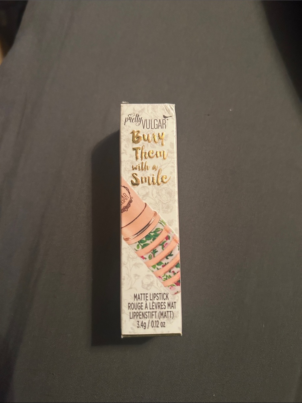 Pretty Vulgar Matte Lipstick Box with Gold Script and Pink Accents